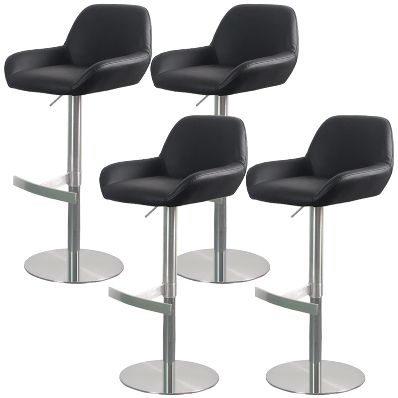 Glam Style Counter Stool Leather Adjustable Height Bar Stool with Metal Base Black 4 Piece Set Clearhalo 'Bar Furniture' 'Bar Stools' 'bar_stools' 'furn' 'furn_bar_stools' 'Furniture' 'Kitchen & Dining Furniture' 6961312