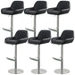Glam Style Counter Stool Leather Adjustable Height Bar Stool with Metal Base Black 6 Piece Set Clearhalo 'Bar Furniture' 'Bar Stools' 'bar_stools' 'furn' 'furn_bar_stools' 'Furniture' 'Kitchen & Dining Furniture' 6961314