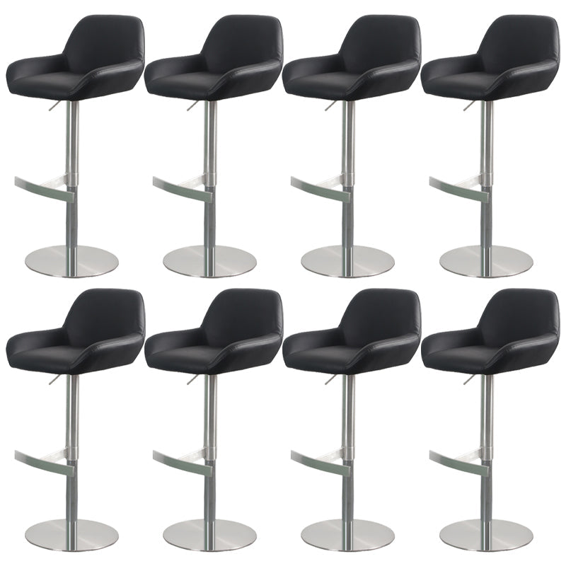 Glam Style Counter Stool Leather Adjustable Height Bar Stool with Metal Base Black 8 Piece Set Clearhalo 'Bar Furniture' 'Bar Stools' 'bar_stools' 'furn' 'furn_bar_stools' 'Furniture' 'Kitchen & Dining Furniture' 6961316