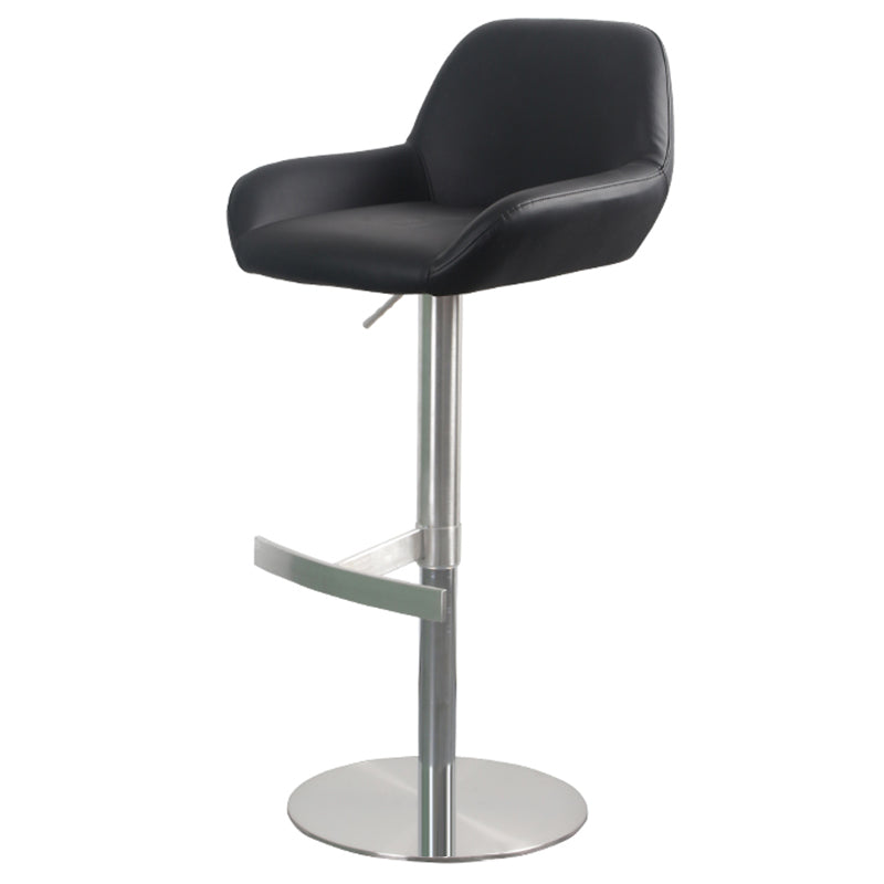 Glam Style Counter Stool Leather Adjustable Height Bar Stool with Metal Base Black 1 Piece Clearhalo 'Bar Furniture' 'Bar Stools' 'bar_stools' 'furn' 'furn_bar_stools' 'Furniture' 'Kitchen & Dining Furniture' 6961319