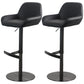 Glam Style Counter Stool Leather Adjustable Height Bar Stool with Metal Base Matte Black 2 Piece Set Clearhalo 'Bar Furniture' 'Bar Stools' 'bar_stools' 'furn' 'furn_bar_stools' 'Furniture' 'Kitchen & Dining Furniture' 6961321