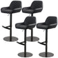 Glam Style Counter Stool Leather Adjustable Height Bar Stool with Metal Base Matte Black 4 Piece Set Clearhalo 'Bar Furniture' 'Bar Stools' 'bar_stools' 'furn' 'furn_bar_stools' 'Furniture' 'Kitchen & Dining Furniture' 6961323
