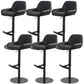 Glam Style Counter Stool Leather Adjustable Height Bar Stool with Metal Base Matte Black 6 Piece Set Clearhalo 'Bar Furniture' 'Bar Stools' 'bar_stools' 'furn' 'furn_bar_stools' 'Furniture' 'Kitchen & Dining Furniture' 6961325