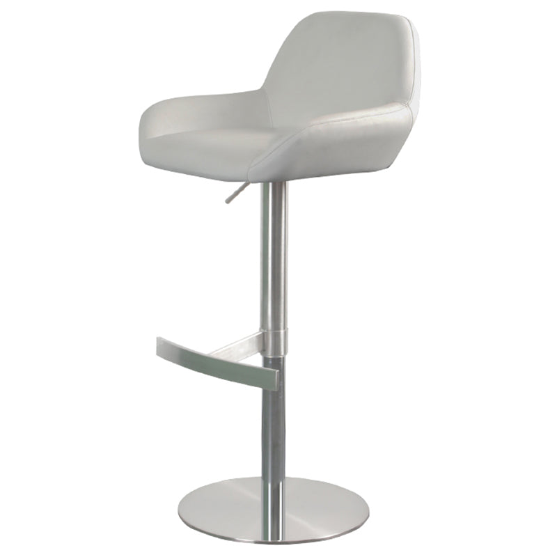Glam Style Counter Stool Leather Adjustable Height Bar Stool with Metal Base White 1 Piece Clearhalo 'Bar Furniture' 'Bar Stools' 'bar_stools' 'furn' 'furn_bar_stools' 'Furniture' 'Kitchen & Dining Furniture' 6961328