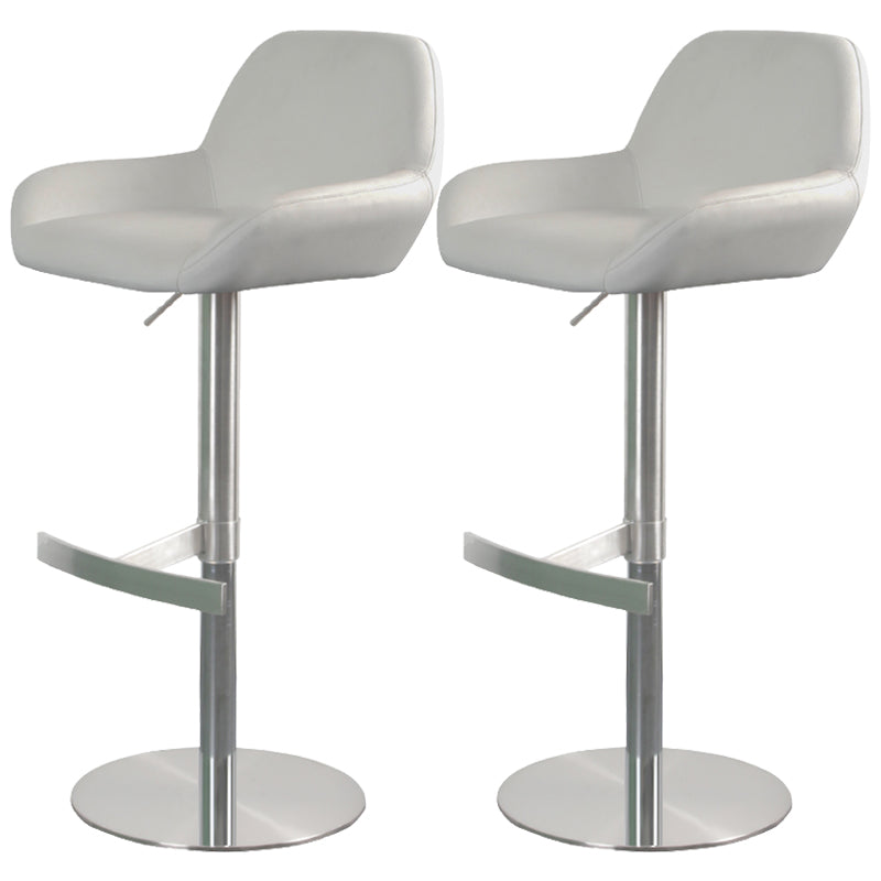 Glam Style Counter Stool Leather Adjustable Height Bar Stool with Metal Base White 2 Piece Set Clearhalo 'Bar Furniture' 'Bar Stools' 'bar_stools' 'furn' 'furn_bar_stools' 'Furniture' 'Kitchen & Dining Furniture' 6961330