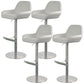 Glam Style Counter Stool Leather Adjustable Height Bar Stool with Metal Base White 4 Piece Set Clearhalo 'Bar Furniture' 'Bar Stools' 'bar_stools' 'furn' 'furn_bar_stools' 'Furniture' 'Kitchen & Dining Furniture' 6961331
