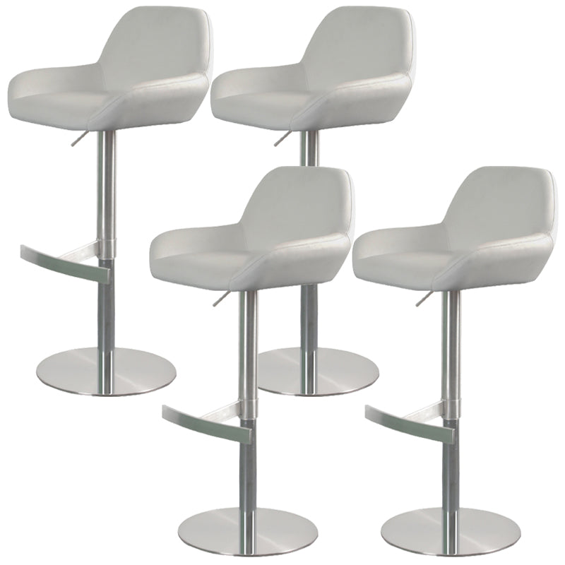 Glam Style Counter Stool Leather Adjustable Height Bar Stool with Metal Base White 4 Piece Set Clearhalo 'Bar Furniture' 'Bar Stools' 'bar_stools' 'furn' 'furn_bar_stools' 'Furniture' 'Kitchen & Dining Furniture' 6961331