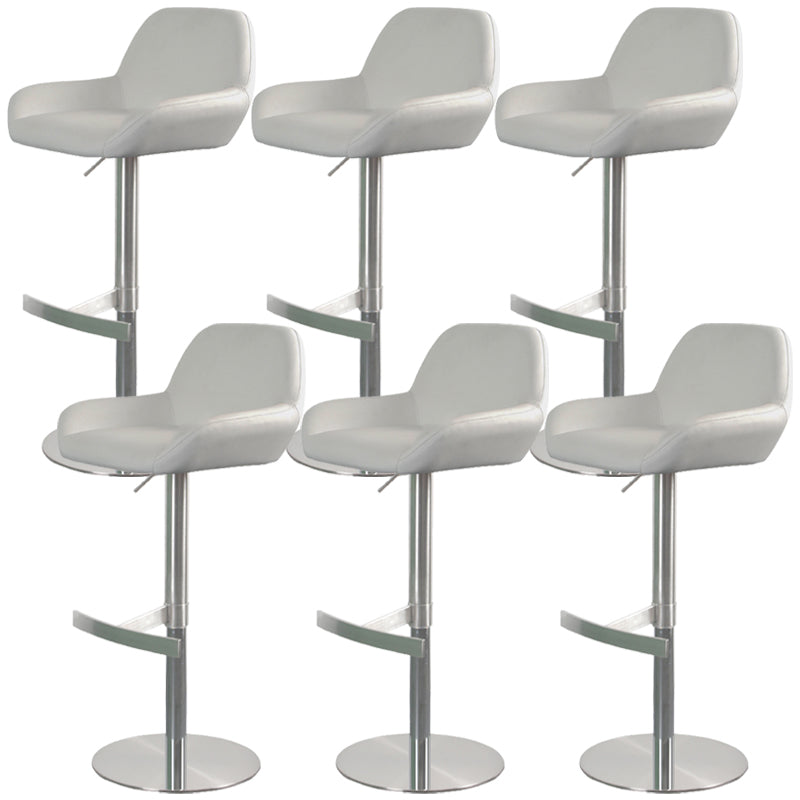 Glam Style Counter Stool Leather Adjustable Height Bar Stool with Metal Base White 6 Piece Set Clearhalo 'Bar Furniture' 'Bar Stools' 'bar_stools' 'furn' 'furn_bar_stools' 'Furniture' 'Kitchen & Dining Furniture' 6961332