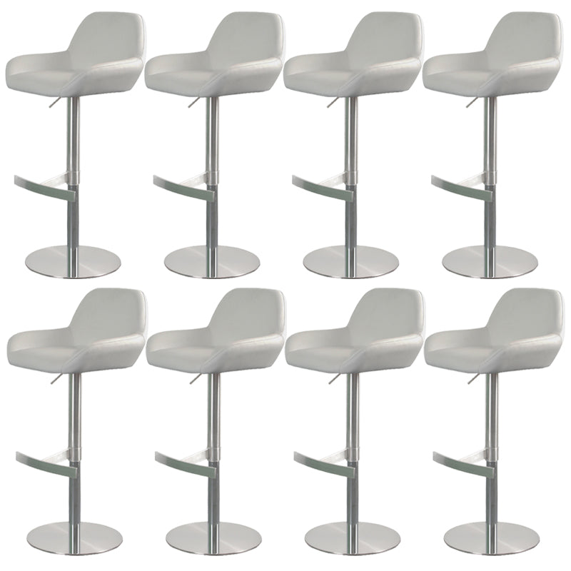 Glam Style Counter Stool Leather Adjustable Height Bar Stool with Metal Base White 8 Piece Set Clearhalo 'Bar Furniture' 'Bar Stools' 'bar_stools' 'furn' 'furn_bar_stools' 'Furniture' 'Kitchen & Dining Furniture' 6961333
