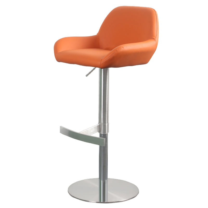 Glam Style Counter Stool Leather Adjustable Height Bar Stool with Metal Base Orange 1 Piece Clearhalo 'Bar Furniture' 'Bar Stools' 'bar_stools' 'furn' 'furn_bar_stools' 'Furniture' 'Kitchen & Dining Furniture' 6961334