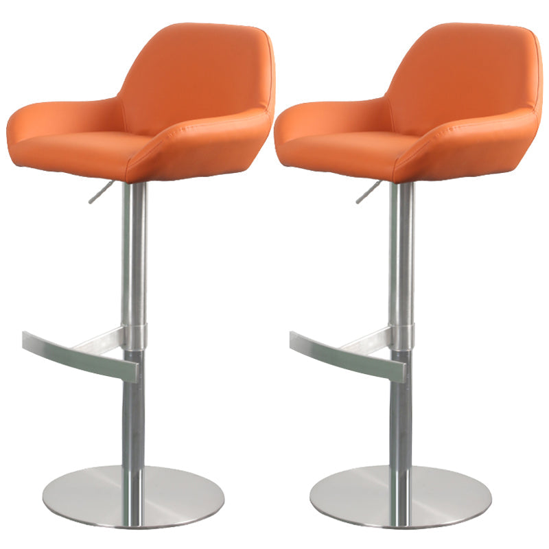 Glam Style Counter Stool Leather Adjustable Height Bar Stool with Metal Base Orange 2 Piece Set Clearhalo 'Bar Furniture' 'Bar Stools' 'bar_stools' 'furn' 'furn_bar_stools' 'Furniture' 'Kitchen & Dining Furniture' 6961335