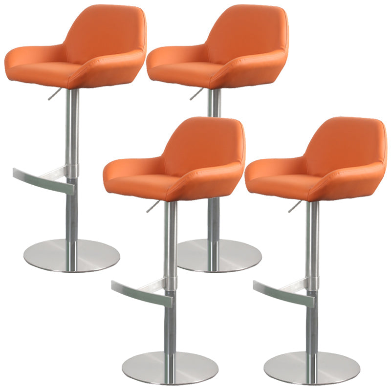 Glam Style Counter Stool Leather Adjustable Height Bar Stool with Metal Base Orange 4 Piece Set Clearhalo 'Bar Furniture' 'Bar Stools' 'bar_stools' 'furn' 'furn_bar_stools' 'Furniture' 'Kitchen & Dining Furniture' 6961336