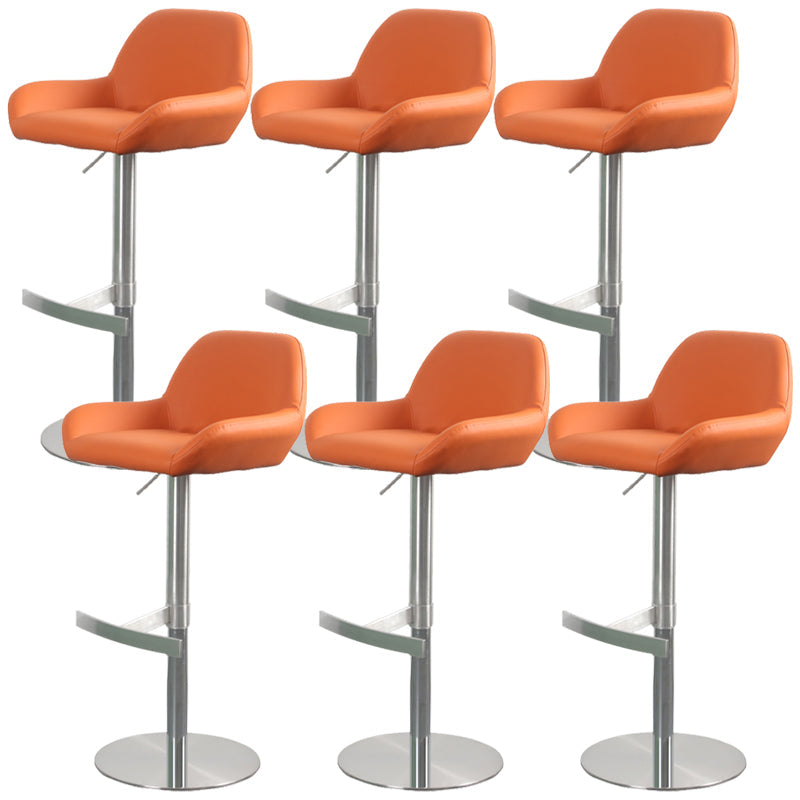 Glam Style Counter Stool Leather Adjustable Height Bar Stool with Metal Base Orange 6 Piece Set Clearhalo 'Bar Furniture' 'Bar Stools' 'bar_stools' 'furn' 'furn_bar_stools' 'Furniture' 'Kitchen & Dining Furniture' 6961337