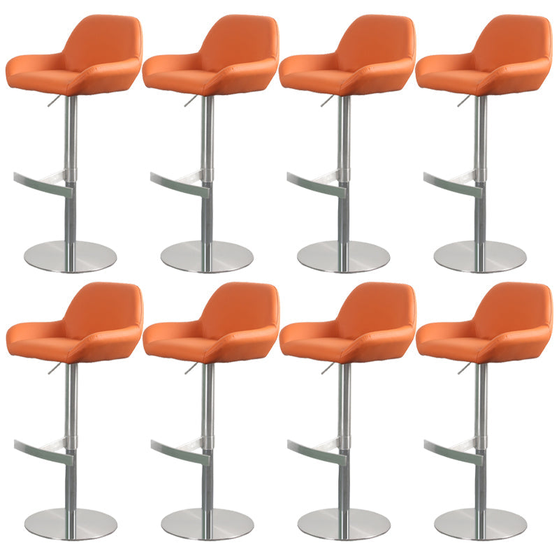 Glam Style Counter Stool Leather Adjustable Height Bar Stool with Metal Base Orange 8 Piece Set Clearhalo 'Bar Furniture' 'Bar Stools' 'bar_stools' 'furn' 'furn_bar_stools' 'Furniture' 'Kitchen & Dining Furniture' 6961338