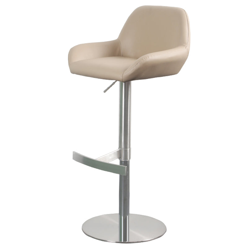 Glam Style Counter Stool Leather Adjustable Height Bar Stool with Metal Base Brown 1 Piece Clearhalo 'Bar Furniture' 'Bar Stools' 'bar_stools' 'furn' 'furn_bar_stools' 'Furniture' 'Kitchen & Dining Furniture' 6961339