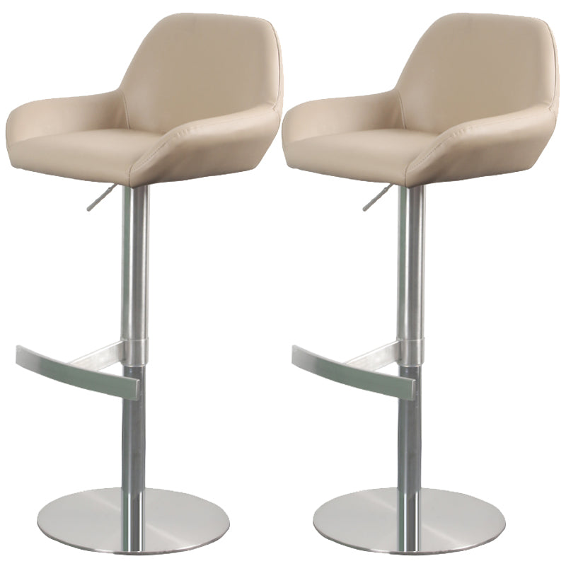 Glam Style Counter Stool Leather Adjustable Height Bar Stool with Metal Base Brown 2 Piece Set Clearhalo 'Bar Furniture' 'Bar Stools' 'bar_stools' 'furn' 'furn_bar_stools' 'Furniture' 'Kitchen & Dining Furniture' 6961340