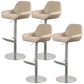 Glam Style Counter Stool Leather Adjustable Height Bar Stool with Metal Base Brown 4 Piece Set Clearhalo 'Bar Furniture' 'Bar Stools' 'bar_stools' 'furn' 'furn_bar_stools' 'Furniture' 'Kitchen & Dining Furniture' 6961341