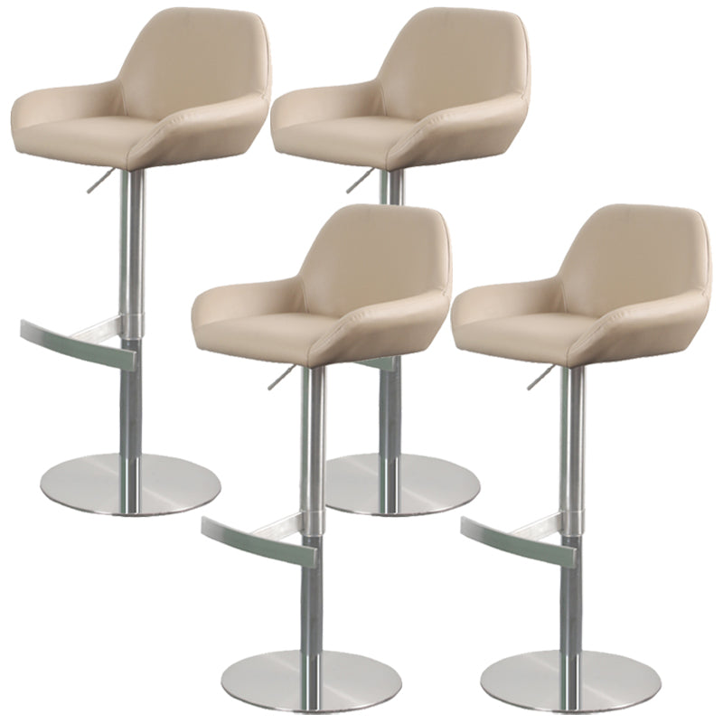 Glam Style Counter Stool Leather Adjustable Height Bar Stool with Metal Base Brown 4 Piece Set Clearhalo 'Bar Furniture' 'Bar Stools' 'bar_stools' 'furn' 'furn_bar_stools' 'Furniture' 'Kitchen & Dining Furniture' 6961341