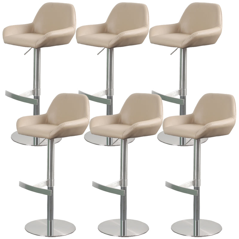 Glam Style Counter Stool Leather Adjustable Height Bar Stool with Metal Base Brown 6 Piece Set Clearhalo 'Bar Furniture' 'Bar Stools' 'bar_stools' 'furn' 'furn_bar_stools' 'Furniture' 'Kitchen & Dining Furniture' 6961342
