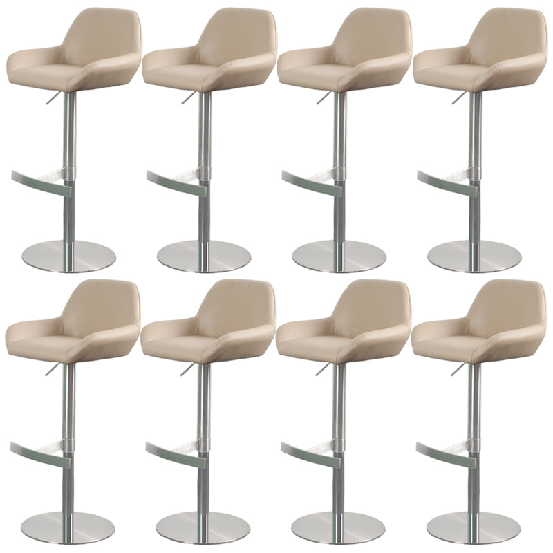 Glam Style Counter Stool Leather Adjustable Height Bar Stool with Metal Base Brown 8 Piece Set Clearhalo 'Bar Furniture' 'Bar Stools' 'bar_stools' 'furn' 'furn_bar_stools' 'Furniture' 'Kitchen & Dining Furniture' 6961343