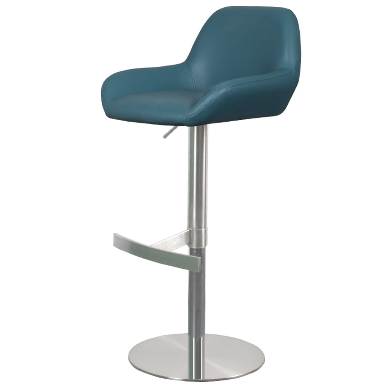 Glam Style Counter Stool Leather Adjustable Height Bar Stool with Metal Base Blue 1 Piece Clearhalo 'Bar Furniture' 'Bar Stools' 'bar_stools' 'furn' 'furn_bar_stools' 'Furniture' 'Kitchen & Dining Furniture' 6961344