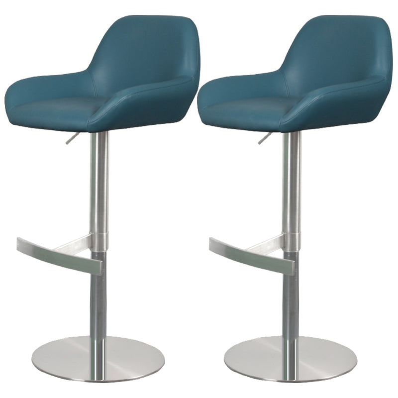 Glam Style Counter Stool Leather Adjustable Height Bar Stool with Metal Base Blue 2 Piece Set Clearhalo 'Bar Furniture' 'Bar Stools' 'bar_stools' 'furn' 'furn_bar_stools' 'Furniture' 'Kitchen & Dining Furniture' 6961345