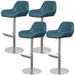 Glam Style Counter Stool Leather Adjustable Height Bar Stool with Metal Base Blue 4 Piece Set Clearhalo 'Bar Furniture' 'Bar Stools' 'bar_stools' 'furn' 'furn_bar_stools' 'Furniture' 'Kitchen & Dining Furniture' 6961346