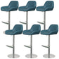 Glam Style Counter Stool Leather Adjustable Height Bar Stool with Metal Base Blue 6 Piece Set Clearhalo 'Bar Furniture' 'Bar Stools' 'bar_stools' 'furn' 'furn_bar_stools' 'Furniture' 'Kitchen & Dining Furniture' 6961347