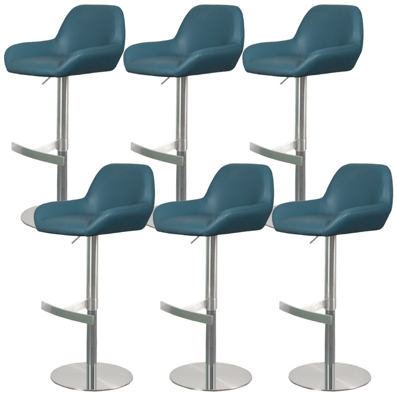 Glam Style Counter Stool Leather Adjustable Height Bar Stool with Metal Base Blue 6 Piece Set Clearhalo 'Bar Furniture' 'Bar Stools' 'bar_stools' 'furn' 'furn_bar_stools' 'Furniture' 'Kitchen & Dining Furniture' 6961347