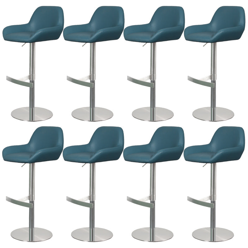 Glam Style Counter Stool Leather Adjustable Height Bar Stool with Metal Base Blue 8 Piece Set Clearhalo 'Bar Furniture' 'Bar Stools' 'bar_stools' 'furn' 'furn_bar_stools' 'Furniture' 'Kitchen & Dining Furniture' 6961348
