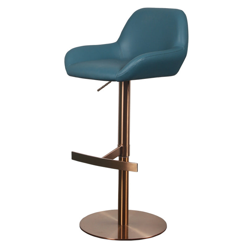 Glam Style Counter Stool Leather Adjustable Height Bar Stool with Metal Base Sky Blue 1 Piece Clearhalo 'Bar Furniture' 'Bar Stools' 'bar_stools' 'furn' 'furn_bar_stools' 'Furniture' 'Kitchen & Dining Furniture' 6961349