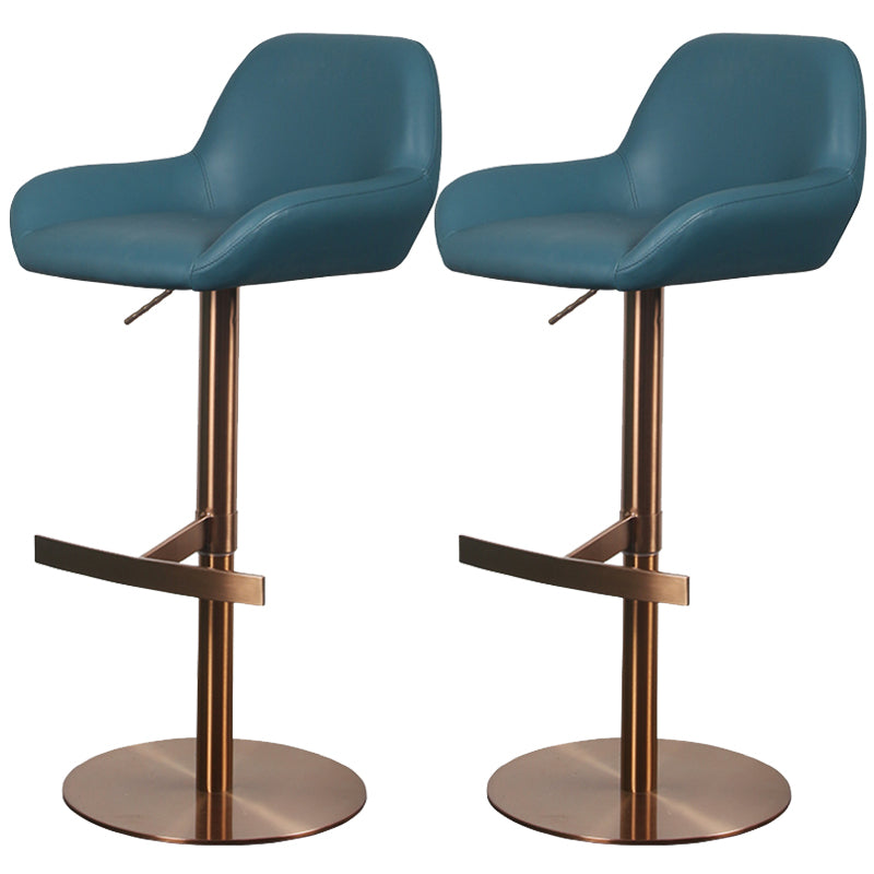 Glam Style Counter Stool Leather Adjustable Height Bar Stool with Metal Base Sky Blue 2 Piece Set Clearhalo 'Bar Furniture' 'Bar Stools' 'bar_stools' 'furn' 'furn_bar_stools' 'Furniture' 'Kitchen & Dining Furniture' 6961350