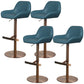 Glam Style Counter Stool Leather Adjustable Height Bar Stool with Metal Base Sky Blue 4 Piece Set Clearhalo 'Bar Furniture' 'Bar Stools' 'bar_stools' 'furn' 'furn_bar_stools' 'Furniture' 'Kitchen & Dining Furniture' 6961351