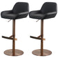 Glam Style Counter Stool Leather Adjustable Height Bar Stool with Metal Base Gloss Black 2 Piece Set Clearhalo 'Bar Furniture' 'Bar Stools' 'bar_stools' 'furn' 'furn_bar_stools' 'Furniture' 'Kitchen & Dining Furniture' 6961355