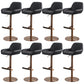 Glam Style Counter Stool Leather Adjustable Height Bar Stool with Metal Base Gloss Black 8 Piece Set Clearhalo 'Bar Furniture' 'Bar Stools' 'bar_stools' 'furn' 'furn_bar_stools' 'Furniture' 'Kitchen & Dining Furniture' 6961358