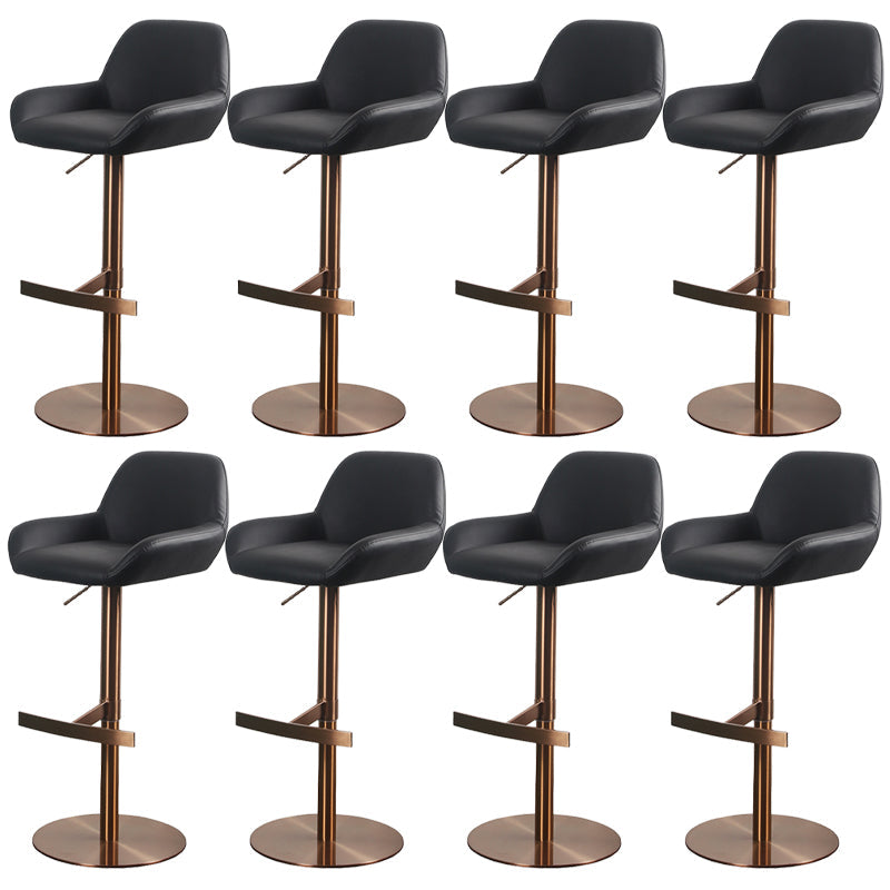 Glam Style Counter Stool Leather Adjustable Height Bar Stool with Metal Base Gloss Black 8 Piece Set Clearhalo 'Bar Furniture' 'Bar Stools' 'bar_stools' 'furn' 'furn_bar_stools' 'Furniture' 'Kitchen & Dining Furniture' 6961358