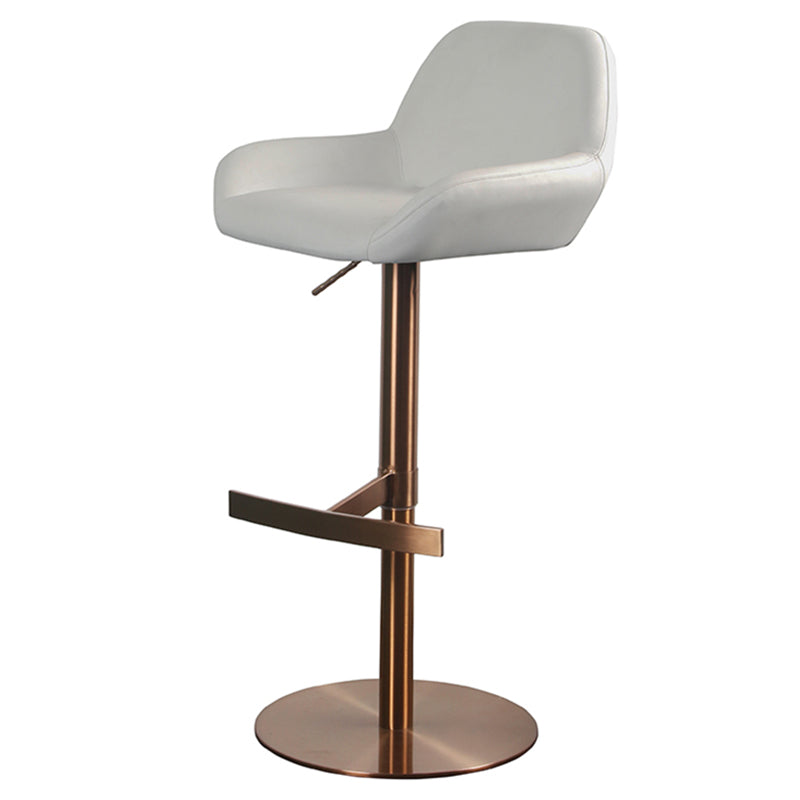 Glam Style Counter Stool Leather Adjustable Height Bar Stool with Metal Base Gloss White 1 Piece Clearhalo 'Bar Furniture' 'Bar Stools' 'bar_stools' 'furn' 'furn_bar_stools' 'Furniture' 'Kitchen & Dining Furniture' 6961359