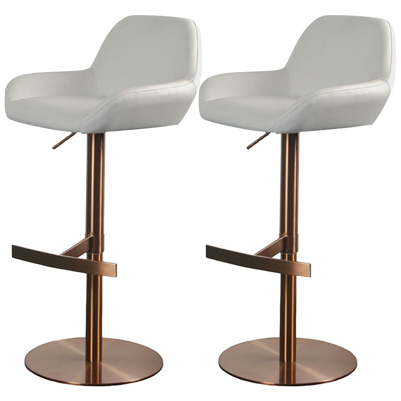 Glam Style Counter Stool Leather Adjustable Height Bar Stool with Metal Base Gloss White 2 Piece Set Clearhalo 'Bar Furniture' 'Bar Stools' 'bar_stools' 'furn' 'furn_bar_stools' 'Furniture' 'Kitchen & Dining Furniture' 6961360