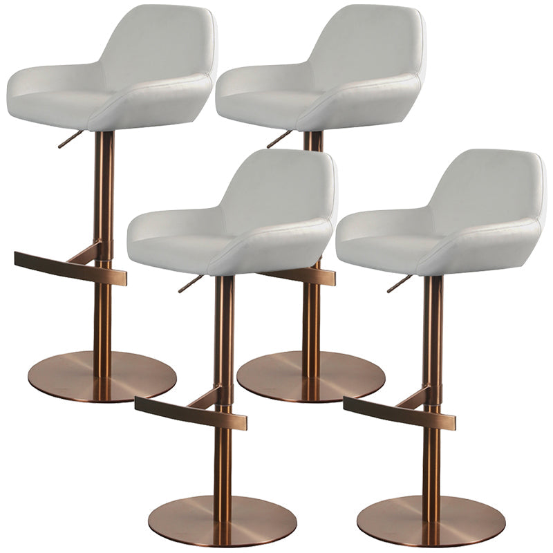 Glam Style Counter Stool Leather Adjustable Height Bar Stool with Metal Base Gloss White 4 Piece Set Clearhalo 'Bar Furniture' 'Bar Stools' 'bar_stools' 'furn' 'furn_bar_stools' 'Furniture' 'Kitchen & Dining Furniture' 6961361