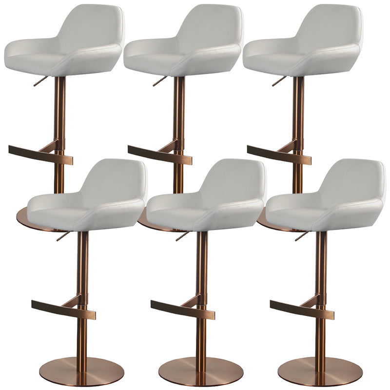 Glam Style Counter Stool Leather Adjustable Height Bar Stool with Metal Base Gloss White 6 Piece Set Clearhalo 'Bar Furniture' 'Bar Stools' 'bar_stools' 'furn' 'furn_bar_stools' 'Furniture' 'Kitchen & Dining Furniture' 6961362