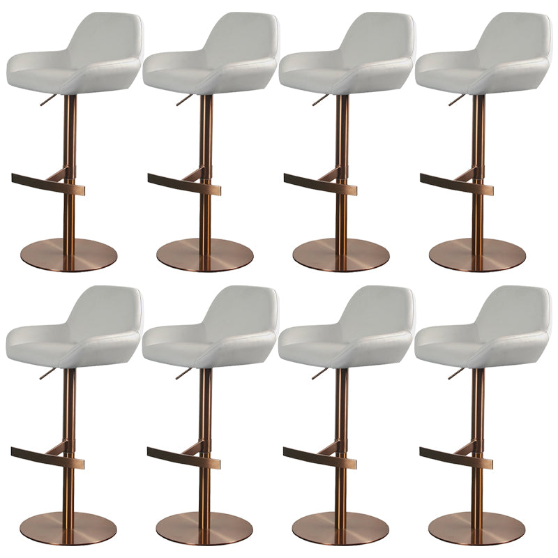 Glam Style Counter Stool Leather Adjustable Height Bar Stool with Metal Base Gloss White 8 Piece Set Clearhalo 'Bar Furniture' 'Bar Stools' 'bar_stools' 'furn' 'furn_bar_stools' 'Furniture' 'Kitchen & Dining Furniture' 6961363