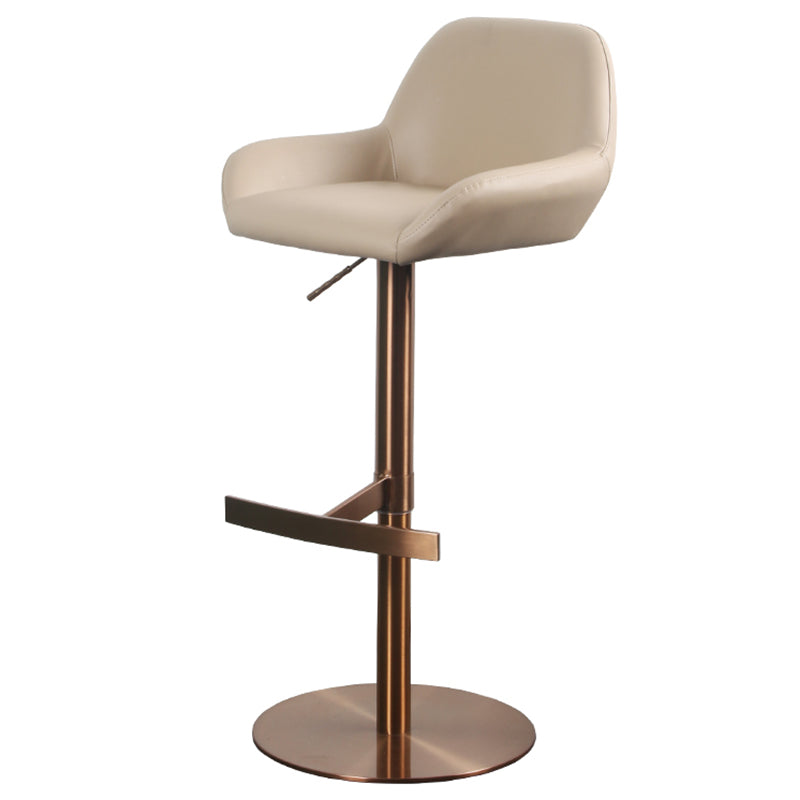 Glam Style Counter Stool Leather Adjustable Height Bar Stool with Metal Base Light Brown 1 Piece Clearhalo 'Bar Furniture' 'Bar Stools' 'bar_stools' 'furn' 'furn_bar_stools' 'Furniture' 'Kitchen & Dining Furniture' 6961364