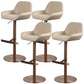 Glam Style Counter Stool Leather Adjustable Height Bar Stool with Metal Base Light Brown 4 Piece Set Clearhalo 'Bar Furniture' 'Bar Stools' 'bar_stools' 'furn' 'furn_bar_stools' 'Furniture' 'Kitchen & Dining Furniture' 6961366