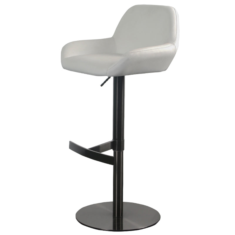 Glam Style Counter Stool Leather Adjustable Height Bar Stool with Metal Base Black White 1 Piece Clearhalo 'Bar Furniture' 'Bar Stools' 'bar_stools' 'furn' 'furn_bar_stools' 'Furniture' 'Kitchen & Dining Furniture' 6961369