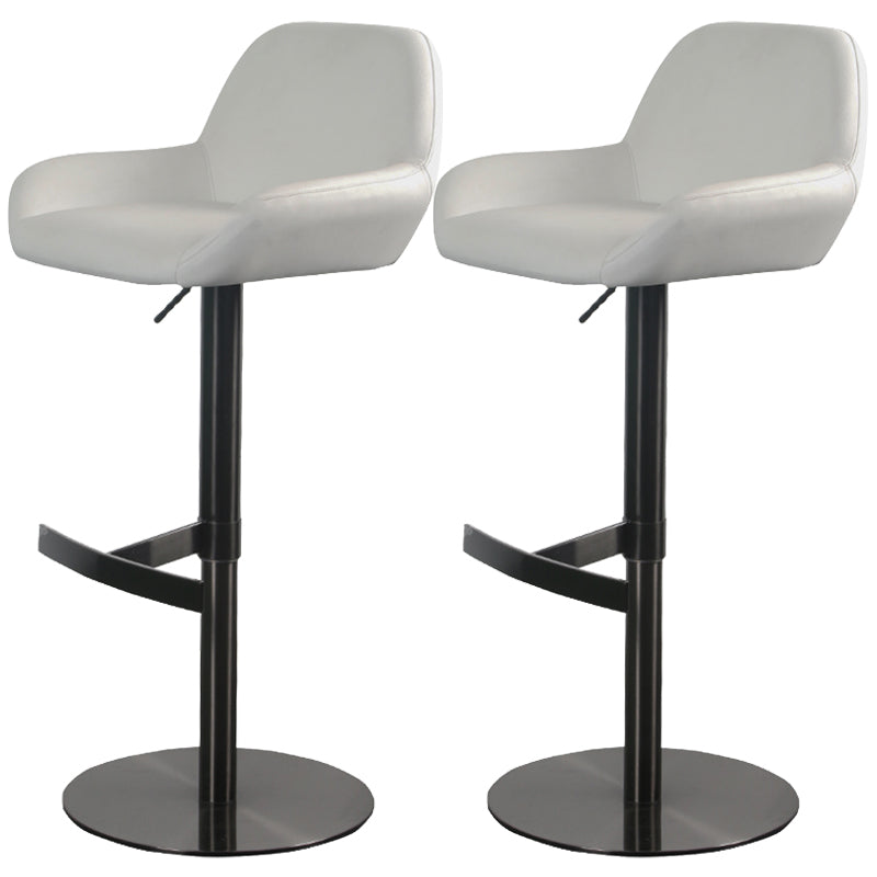 Glam Style Counter Stool Leather Adjustable Height Bar Stool with Metal Base Black White 2 Piece Set Clearhalo 'Bar Furniture' 'Bar Stools' 'bar_stools' 'furn' 'furn_bar_stools' 'Furniture' 'Kitchen & Dining Furniture' 6961370