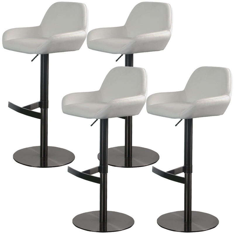 Glam Style Counter Stool Leather Adjustable Height Bar Stool with Metal Base Black White 4 Piece Set Clearhalo 'Bar Furniture' 'Bar Stools' 'bar_stools' 'furn' 'furn_bar_stools' 'Furniture' 'Kitchen & Dining Furniture' 6961371