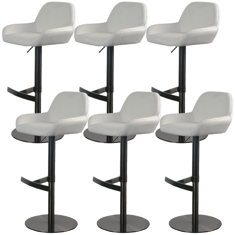 Glam Style Counter Stool Leather Adjustable Height Bar Stool with Metal Base Black White 6 Piece Set Clearhalo 'Bar Furniture' 'Bar Stools' 'bar_stools' 'furn' 'furn_bar_stools' 'Furniture' 'Kitchen & Dining Furniture' 6961372