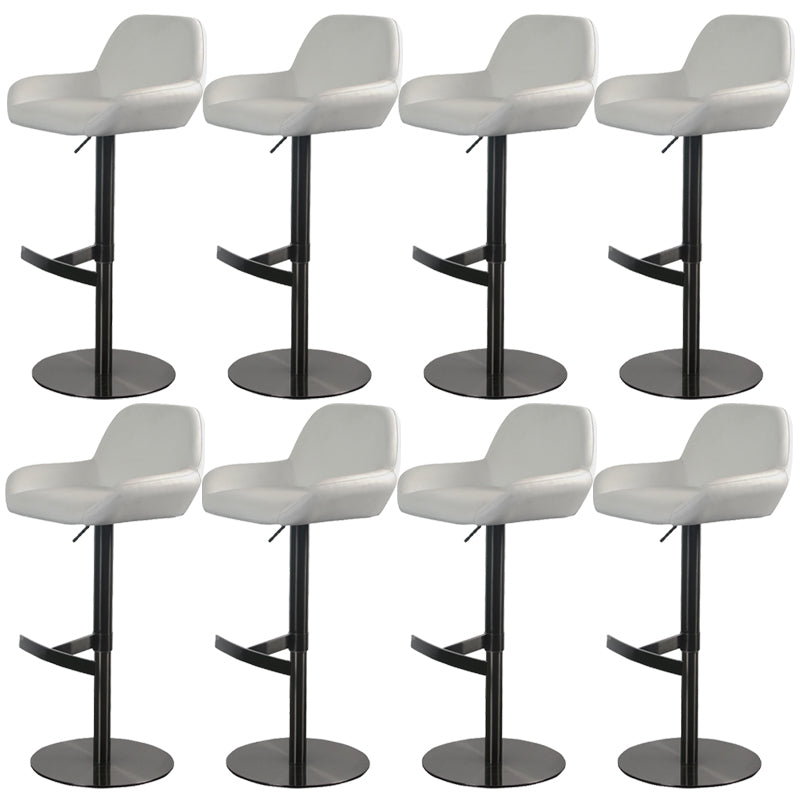 Glam Style Counter Stool Leather Adjustable Height Bar Stool with Metal Base Black White 8 Piece Set Clearhalo 'Bar Furniture' 'Bar Stools' 'bar_stools' 'furn' 'furn_bar_stools' 'Furniture' 'Kitchen & Dining Furniture' 6961373