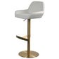 Glam Style Counter Stool Leather Adjustable Height Bar Stool with Metal Base White-Gold 1 Piece Clearhalo 'Bar Furniture' 'Bar Stools' 'bar_stools' 'furn' 'furn_bar_stools' 'Furniture' 'Kitchen & Dining Furniture' 6961374