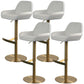Glam Style Counter Stool Leather Adjustable Height Bar Stool with Metal Base White-Gold 4 Piece Set Clearhalo 'Bar Furniture' 'Bar Stools' 'bar_stools' 'furn' 'furn_bar_stools' 'Furniture' 'Kitchen & Dining Furniture' 6961376
